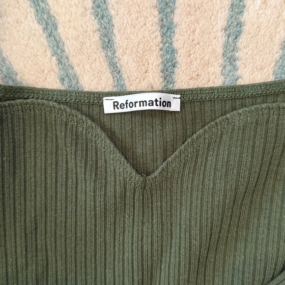 Reformation Forest Green Ribbed Long Sleeve Top - Picture 2 of 4